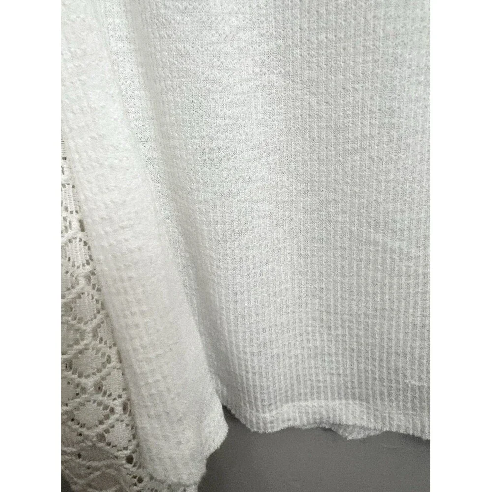 Free People Sweetest Thing White Lace Thermal Top Sz Small Boho Balloon Sleeve